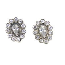 Stud Earrings Silver 925 Sterling Women Cubic Zirconia CZ Stone Handmade Gift E405